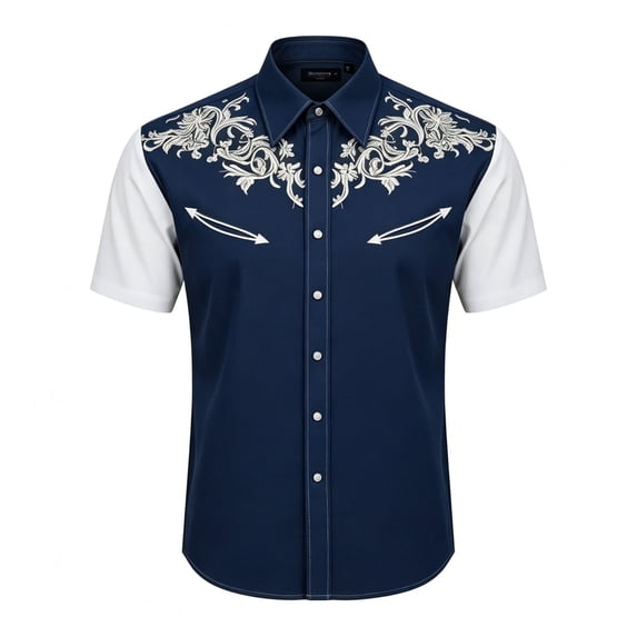 PRfgtbd Boys 4th of July Shirt Kids Western Cowboy Shirts Printed Short Sleeve Button Down Shirt Holiday Casual Tops For Children Wear 10-11 Years