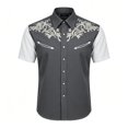 thumbnail image 1 of PRfgtbd Boys 4th of July Shirt Kids Western Cowboy Shirts Printed Short Sleeve Button Down Shirt Holiday Casual Tops For Children Wear 14-15 Years, 1 of 4