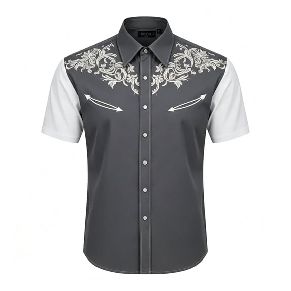 PRfgtbd Boys 4th of July Shirt Kids Western Cowboy Shirts Printed Short Sleeve Button Down Shirt Holiday Casual Tops For Children Wear 14-15 Years