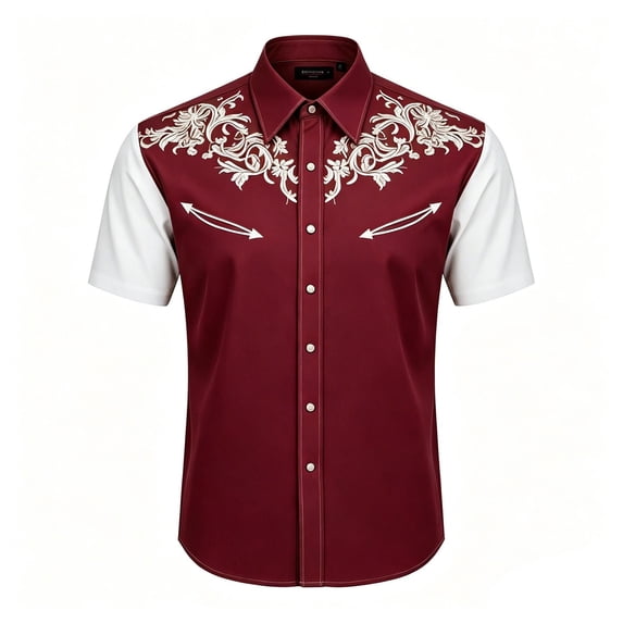 PRfgtbd Boys 4th of July Shirt Kids Western Cowboy Shirts Printed Short Sleeve Button Down Shirt Holiday Casual Tops For Children Wear 6-7 Years