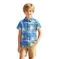 thumbnail image 1 of PRfgtbd Boys Button Down Shirt Casual Kids Floral Shirts Cute Printed Lightweight Short Sleeve Tops Summer Vacation Blouse Beach Shirts 7-8 Years, 1 of 5