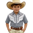 thumbnail image 1 of PRfgtbd Boys Shirts Fashion Cowboy Tops Summer Short Sleeve Button Down Shirt For Kids Boys Casual Printed Western Style Shirts Top Classic T Shirts, 1 of 4