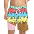 thumbnail image 1 of PRfgtbd Boys Swim Trunks Ice Cream Shorts With Compression Liner Casual Bathing Suit Elastic Waist Summer Beach Shorts For Kids Swimwear 9-10 Years, 1 of 4