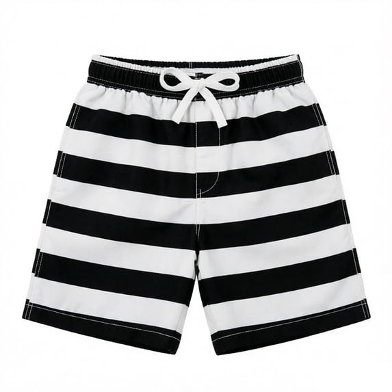 PRfgtbd Boys Swim Trunks Striped Print Beach Shorts Summer Swimming Pool Wear Kids Swimming Trunks With Compression Liner Bathing Suit Swimwear 2-3 Years