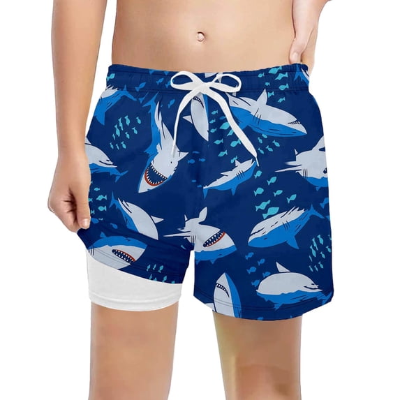 PRfgtbd Boys Swim Trunks With Compression Liner Kids Summer Quick Dry Bathing Suit Beach Shorts Graphic Swimwear Lightweight Bottoms 2-3 Years