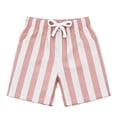 thumbnail image 1 of PRfgtbd Boys Swim Trunks With Compression Liner Striped Print Beach Shorts Swimsuit Bathing Suit Kids Elastic Waistband Swim Shorts 11-12 Years, 1 of 5