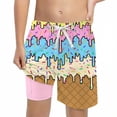 thumbnail image 1 of PRfgtbd Boys Swim Trunks With Inner Pocket Ice Cream Shorts Double Layer Bathing Suit Casual Elastic Waist Beach Shorts For Kids Playwear 11-12 Years, 1 of 4
