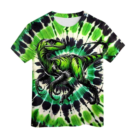 PRfgtbd Boys Tie Dye T Shirts Kids Neon Tie Dye Shirt Short Sleeve Crewneck Tshirt Tops Fashion Children's Tee Shirts Summer T-Shirts 3-4 Years