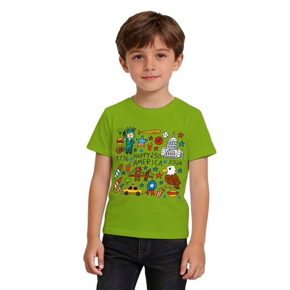 PRfgtbd Boys T Shirts Soft Tops Independence Day Graphic T-Shirt Print Short Sleeve Tee Shirts For Kids Summer Tees Casual Tshirts Classic T Shirts