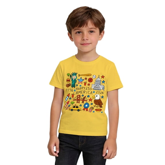 PRfgtbd Boys T Shirts Soft Tops Independence Day Graphic T-Shirt Print Short Sleeve Tee Shirts For Kids Summer Tees Casual Tshirts Leisure Party Wear