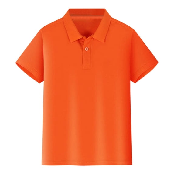 PRfgtbd Children's Polo Shirts Boys School Uniform Short Sleeve Polo Shirt Solid Color Button Collared Golf T-Shirts Soft Performance Tops 10-12 Years