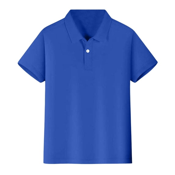 PRfgtbd Children's Polo Shirts Boys School Uniform Short Sleeve Polo Shirt Solid Color Button Collared Golf T-Shirts Soft Performance Tops 4-5 Years
