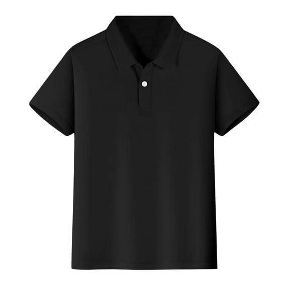 PRfgtbd Children's Polo Shirts Boys School Uniform Short Sleeve Polo Shirt Solid Color Button Collared Golf T-Shirts Soft Performance Tops 5-6 Years