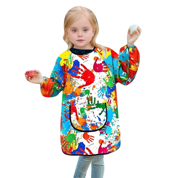 PRfgtbd Cute Boys Tops Kids Art Smock Shirts Soft Long Sleeves Painting Apron For Children Boys Girls Craft Protective Wear With Pocket Classic Versatile Wear