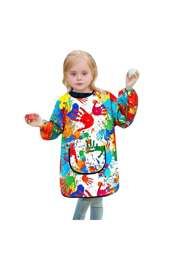 Cute Boys Tops Kids Art Smock Shirts Soft Long Sleeves Painting Apron For Children Boys Girls Craft Protective Wear With Pocket Stylish Party Wear