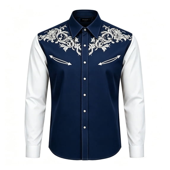 PRfgtbd Festival Shirts for Kids Boys Western Cowboy Shirt Printed Button Down Long Sleeve Shirts Holiday Casual Tops For Children Wear 4-5 Years