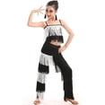thumbnail image 1 of PRfgtbd Girls 2 Piece Latin Ballroom Dance Outfits Set Sleeveless Tassel Camisole Fringe Pants Party Dancewear Girls Fashion Clothing Sets Fashionable Clothes, 1 of 4