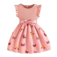 thumbnail image 1 of PRfgtbd Girls Dresses Easter Ribbed Ruffle Sleeveless Summer Dress With Butterfly Print Flowy Dress For Toddler Girl Casual Sundress Temperament Dresses, 1 of 9