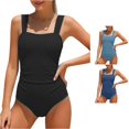 thumbnail image 1 of PRfgtbd Girls One Piece Swimsuit Square Neck Adjustable Strap Padded Swimwear Solid Color Classic Fit Bathing Suits For Teens Girl Swimsuits Summer Beachwear 9-10 Years, 1 of 5