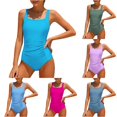 thumbnail image 1 of PRfgtbd Girls Swimsuit One Piece Bathing Suit Adjustable Straps Padded Swimwear Solid Color Full Coverage Swimsuits For And Kids Summer Beachwear 9-10 Years, 1 of 5