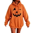 thumbnail image 1 of PRfgtbd Halloween Orange Hoodies for Women Pumpkin Face Graphic Hoodie Pullover Hooded Sweatshirt Holiday Party Daily Wear, 1 of 4