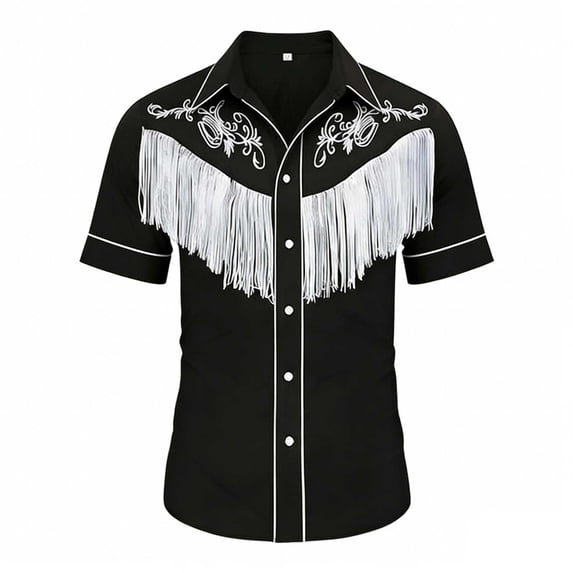PRfgtbd Kids Shirts Boys Western Cowboy Shirt Retro Print Short Sleeve Button Down Shirts Casual Party Tops For Children And Youth Trendy Tops Tshirt