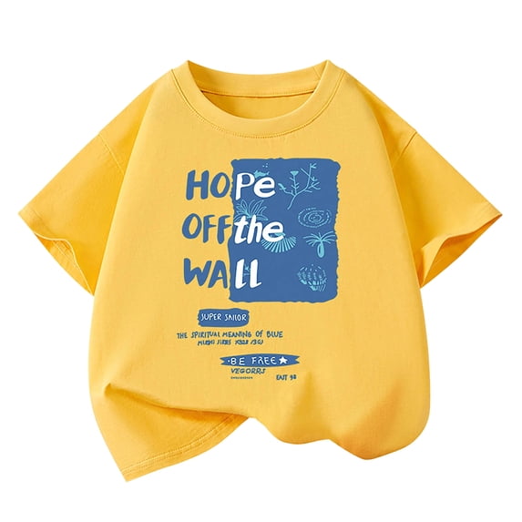 PRfgtbd School Shirt for Kids Boys Short Sleeve Casual Tee Shirts Summer Graphic Print T-Shirts Round Neck Tees Tops Blouse Fashion Tshirts 8-9 Years