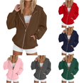 thumbnail image 1 of PRfgtbd Women's Full Zip Hoodies Fashion Solid Color Casual Hoodie Long Sleeve Hooded Sweatshirts Pockets Jacket Coat for Women, 1 of 4