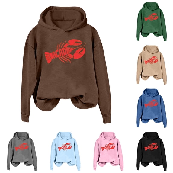 PRfgtbd Women's Hoodies Sweatshirts for Daily Wear Casual Graphic Print Pullover Long Sleeve Hooded Sweatshirt Top for Fall Winter