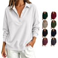 thumbnail image 1 of PRfgtbd Womens Henley Sweatshirts Half Button Collared Pullover Long Sleeve Drop Shoulder Sweatshirt Solid Color Plain Tops, 1 of 4