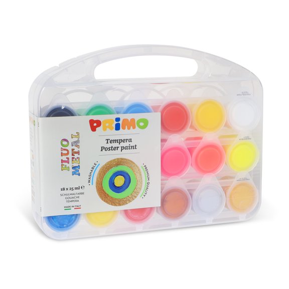 PRiMO Premium Tempera Paint Pot Carry Set, 18-Color Set