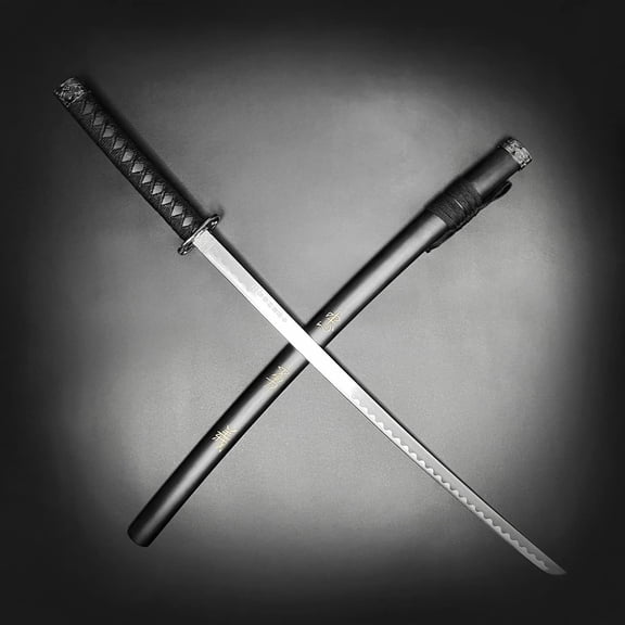 PS 40" Last Samurai-Inspired Japanese Display Piece with Engraved Kanji on Black Cover For Collection, Gifting & Home Dcor