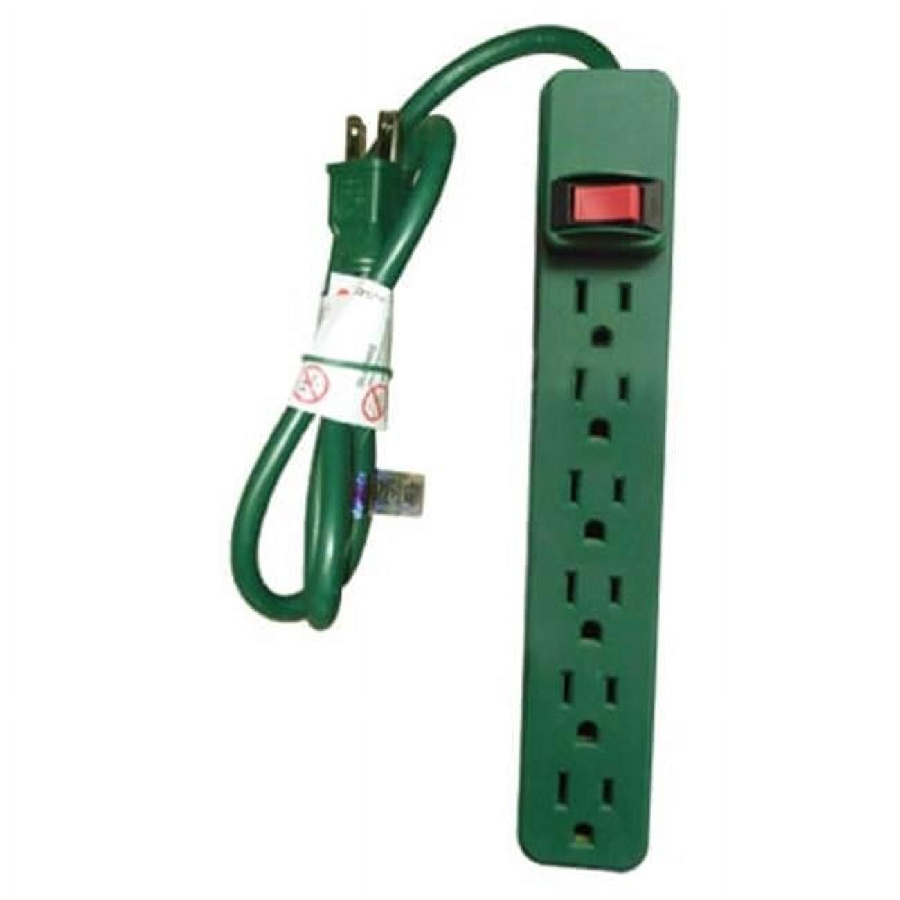 PS-669G Green 6 Outlet Plastic Housing Power Strip