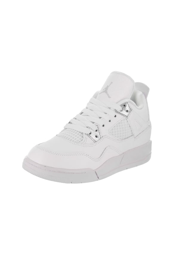 Nike 308499-100 : Kids Jordan 4 Retro BP White/Metallic Silver Basketball Shoe