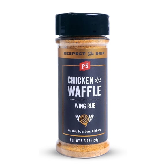 PS Seasoning Chicken FEV6Waffle Wing Rub - Sweet Smoky Seasoning with Maple, Bourbon, Hickory - Chicken Wing Seasoning Dust, Dry Rub & Topping for Poultry, Turkey, Pork, Fries, Popcorn, 5.3 oz