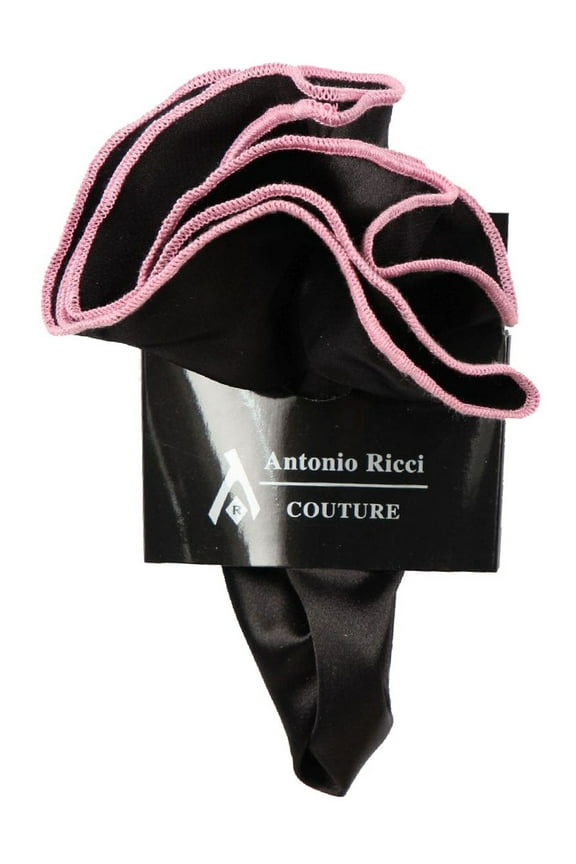 PS-Z-RD-23 - Round Pocket Square Accessory - Black Pink