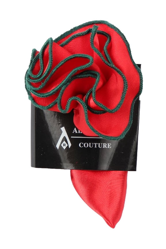 PS-Z-RD-39 - Round Pocket Square Accessory - Red Green