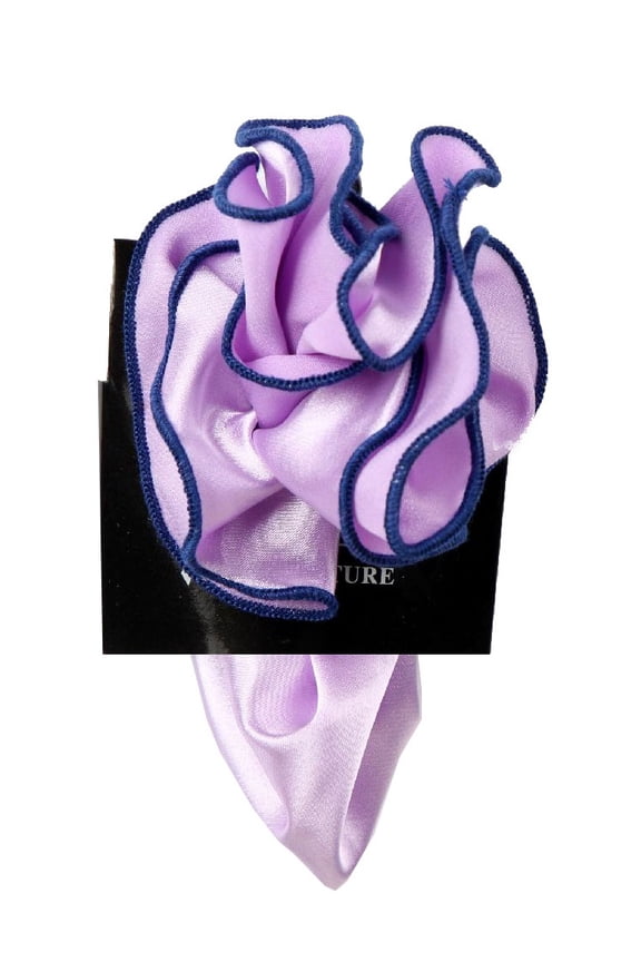 PS-Z-RD-46 - Round Pocket Square Accessory - Lavender Navy