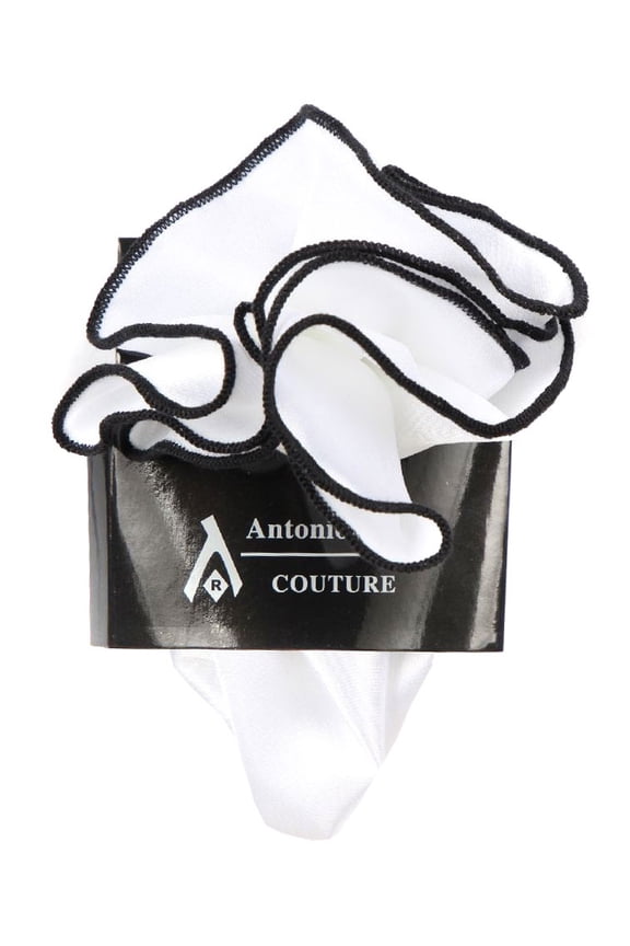 PS-Z-RD-9 - Round Pocket Square Accessory - White Black