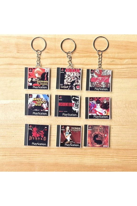 PS1 Handmade Miniature Mini Game Case & Keychains | Water and Scratch Resistant (1 keychain)