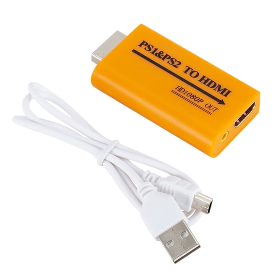 PS1 to Converter 1080p, QQZ Zero Lag Video Audio Adapter for PS2, Full Digital Sync with Analog Output for HDTV Monitor Projector Gaming