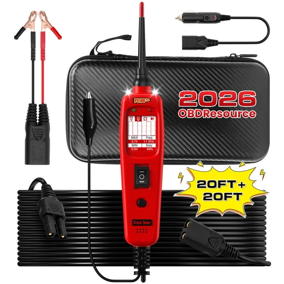 PS100PRO Automotive Circuit Tester & Short Finder 12V/24V Power Circuit Probe Kit, AC/DC Voltage Tester, Current Probe, Component Activation Tool, 40FT Total Cable Length