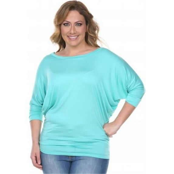 PS124-Mint-3XL Plus Size Bat Sleeve Top-Tunic- 3 Extra Large