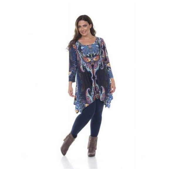 PS1300-01-2XL Plus Marlene Top & Tunic, Blue & Multi Color - 2XL