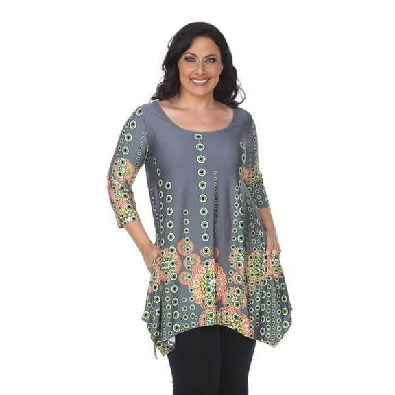 PS1301-45-1XL Plus Size Rella Tunic Dress - Grey, 1XL