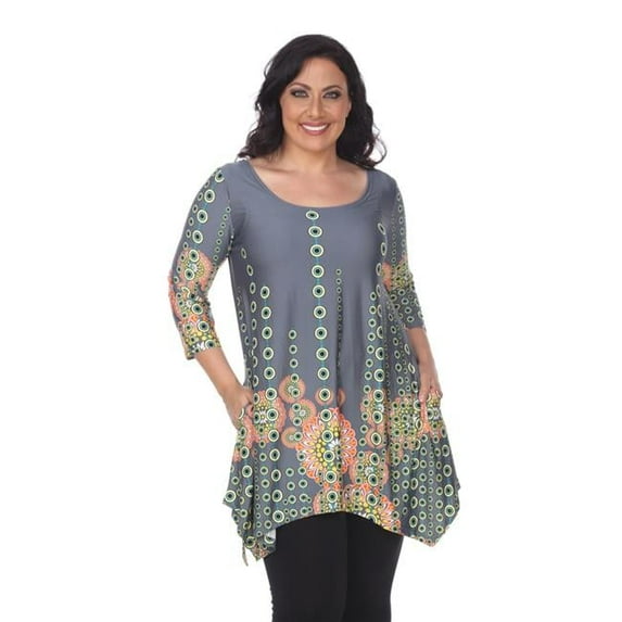 PS1301-45-2XL Plus Size Rella Tunic Dress - Grey, 2XL