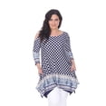 thumbnail image 1 of PS1305-155-2XL Womens Plus Size Antonia Cut-Out Shoulder Tunic Top, Navy & White - 2XL, 1 of 1