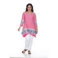 thumbnail image 1 of PS1305-156-1XL Womens Plus Size Antonia Cut-Out Shoulder Tunic Top, Fuchsia & White - 1XL, 1 of 1
