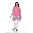 thumbnail image 1 of PS1305-156-3XL Womens Plus Size Antonia Cut-Out Shoulder Tunic Top, Fuchsia & White - 3XL, 1 of 1