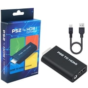 PS2 to HDMI Video Converter Adapter with 3.5mm Audio Output Cable for HDTV HDMI Monitor, Supports All Playstation 2 Display Modes, USB Power Cable Included